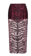 Pinko Sequin-embellished Midi Skirt In Bordeaux/nero
