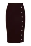 Pinko Brown Ribbed Wool Midi Refrigerazione Skirt With Buttons In Brown