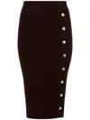 Pinko Brown Ribbed Wool Midi Refrigerazione Skirt With Buttons In Brown