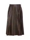 Pinko High Neck Pleated Midi Skirt In Brown