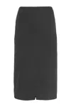 Pinko Grey Midi Skirt With Subtle Back Slit In Dark Gray