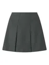 Pinko Pleated Wool-blend Mini Skirt In Green