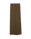 Pinko High Waist Pleated Skirt With Button Accents In Green