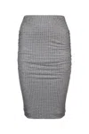 Pinko 'kedrin' Grey Rhinestoned Midi Skirt With Elastic Waist In Grigiopioggerella