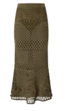 Pinko Long Skirt Made Of Viscose Blend With Patterned Crochet Effect In Multicolor