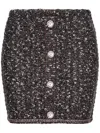 Pinko Vinacciolo Knitted Mini Skirt In Nero/marrone/bianco