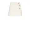 Pinko Wrap-style High-waisted Tweed Miniskirt With Gold-tone Buttons In Neutral