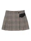 Pinko Beige Plaid Pleated Mini Skirt In Multi