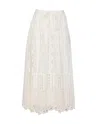 Pinko Flowing Maxi Skirt With Intricate Lace Detailing In White