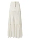 Pinko Long Skirt In Canvas And Cotton Voile In White