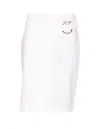 Pinko Piercing Buckle Longuette Skirt In White