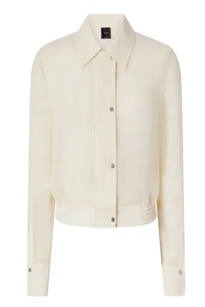 Pinko Sky Semi-sheer Cropped Shirt In Neutral