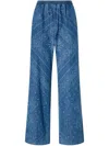 Pinko Wide-leg Trousers With Elastic Waistband In Blue