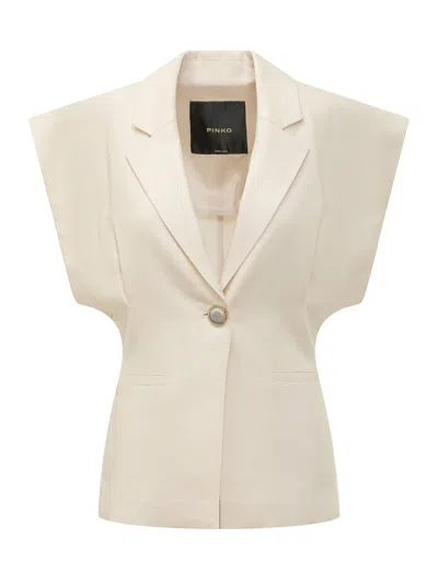 Pinko Sleek Sleeveless Jacket In Neutral