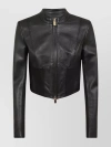 Pinko Zip-up Mock Neck Cropped Jacket In Black