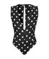 Pinko Sleeveless Bold Polka Dot-print Bodysuit In Black