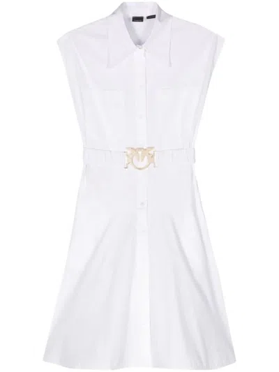 Pinko Sleeveless Cotton Shirt Dress In White