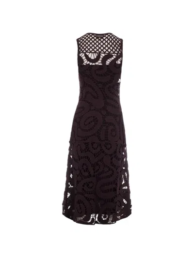 Pinko Sleeveless Crochet-detail Dress In Black
