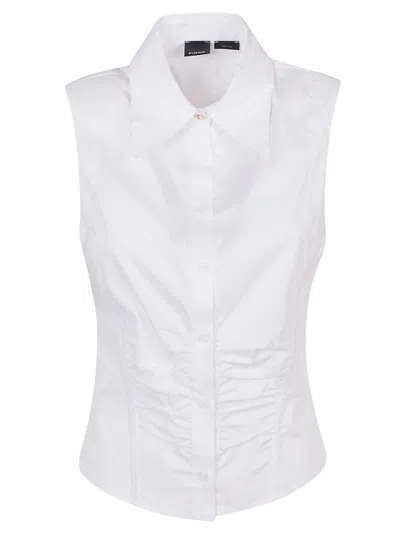 Pinko Sleeveless Cropped Shirt In White
