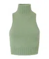 Pinko Sleeveless Soft Knit Crop Top In Green