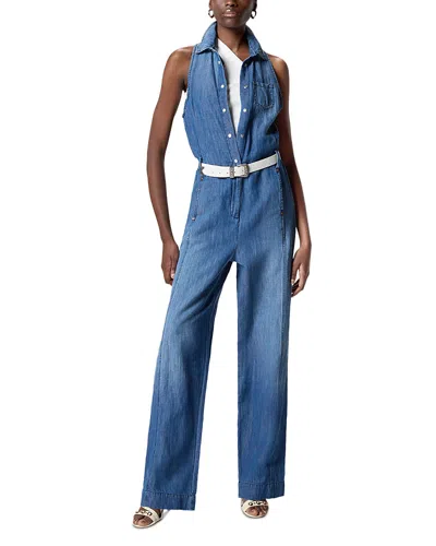 Pinko Sleeveless Denim Jumpsuit In Blue
