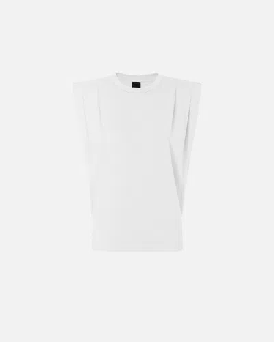 Pinko Myranda Knit Crew Neck Sleeveless Top In White