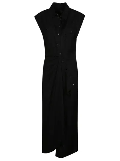 Pinko Sleeveless Draped Midi Dress In Black