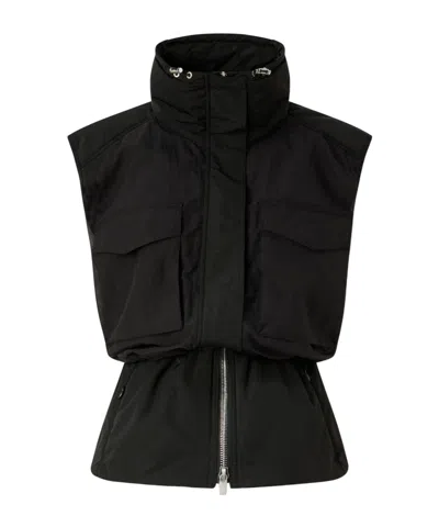Pinko Sleeveless Drawstring Down Jacket In Black