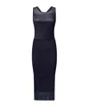 Pinko Fitted Midi Dress With Transparent Ribs In Black