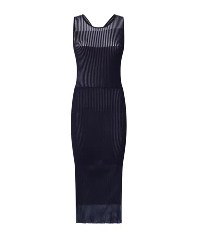PINKO RIBBED SEE-THROUGH MIDI DRESS