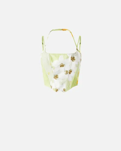 PINKO TOP SANS MANCHES FAÇON CORSET À FLEURS