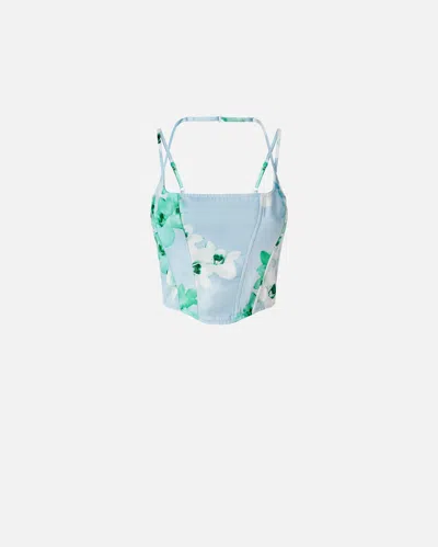 PINKO SLEEVELESS FLORAL BUSTIER TOP
