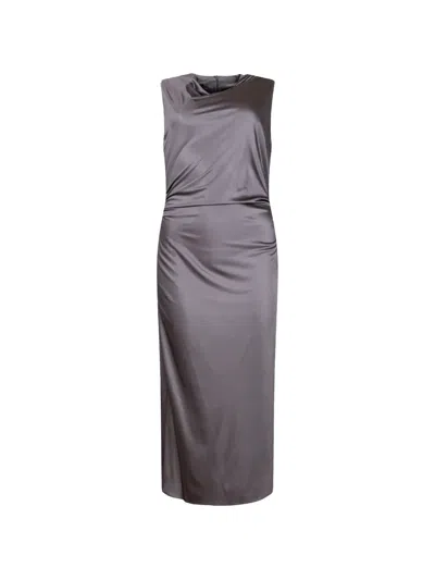Pinko Sleeveless Gathered Midi Dress In Gray