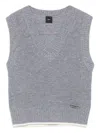 Pinko Sleeveless Grey Knit Sweater Vest In Gray