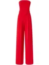 Pinko Strapless Jumpsuit With Boned Bodice And Pleat Detailing In 红色