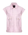 Pinko Sleeveless Leather Gilet In Pink