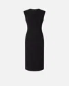 Pinko Robe Mi-longue Sans Manches En Cady Technique In Noir Limousine