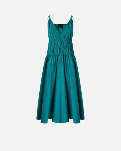 Pinko - Sleeveless Midi Dress With Pleats And Gathering - 40 In Blue