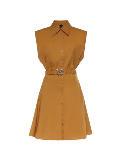 Pinko Sleeveless Mini Dress In Brown