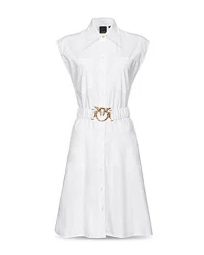 Pinko Sleeveless Mini Shirt Dress In Bright White