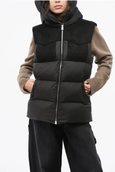 Pinko Sleeveless Padded Jacket With Faux Leather Detail