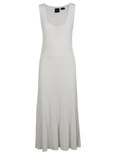 Pinko Sleeveless Pleated Midi Dress In White