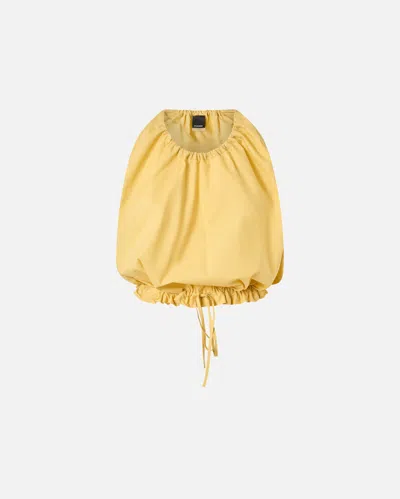 Pinko Top Ample Sans Manches En Popeline In Rattan Yellow