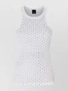 Pinko Rhinestone-embellished Slim Fit Sleeveless Top In White