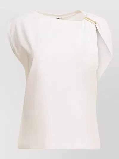 Pinko Sleeveless Relaxed Top Asymmetric Metal Detail In White