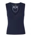 Pinko Sleeveless Ribbed Silk-blend Top In Black