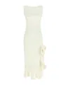 Pinko Ruffle Detail Midi Dress With Scoop Back In Neutral