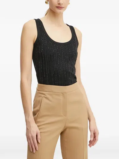 Pinko Sleeveless Scoop-neck Tank Top In Black