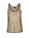 Pinko Crewneck Sleeveless Sequin Embellished Top In Gold