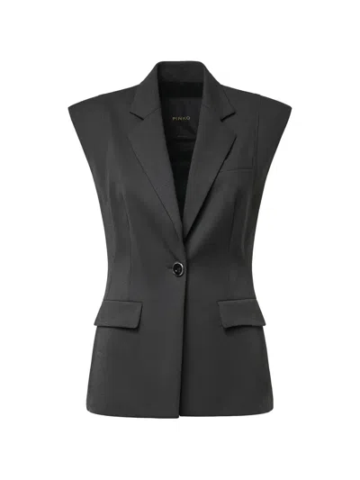 Pinko Sleeveless Single-breasted Blazer In Gray